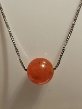 Sterling Silver 925 Plated Round Jade Ball Pendant Necklace